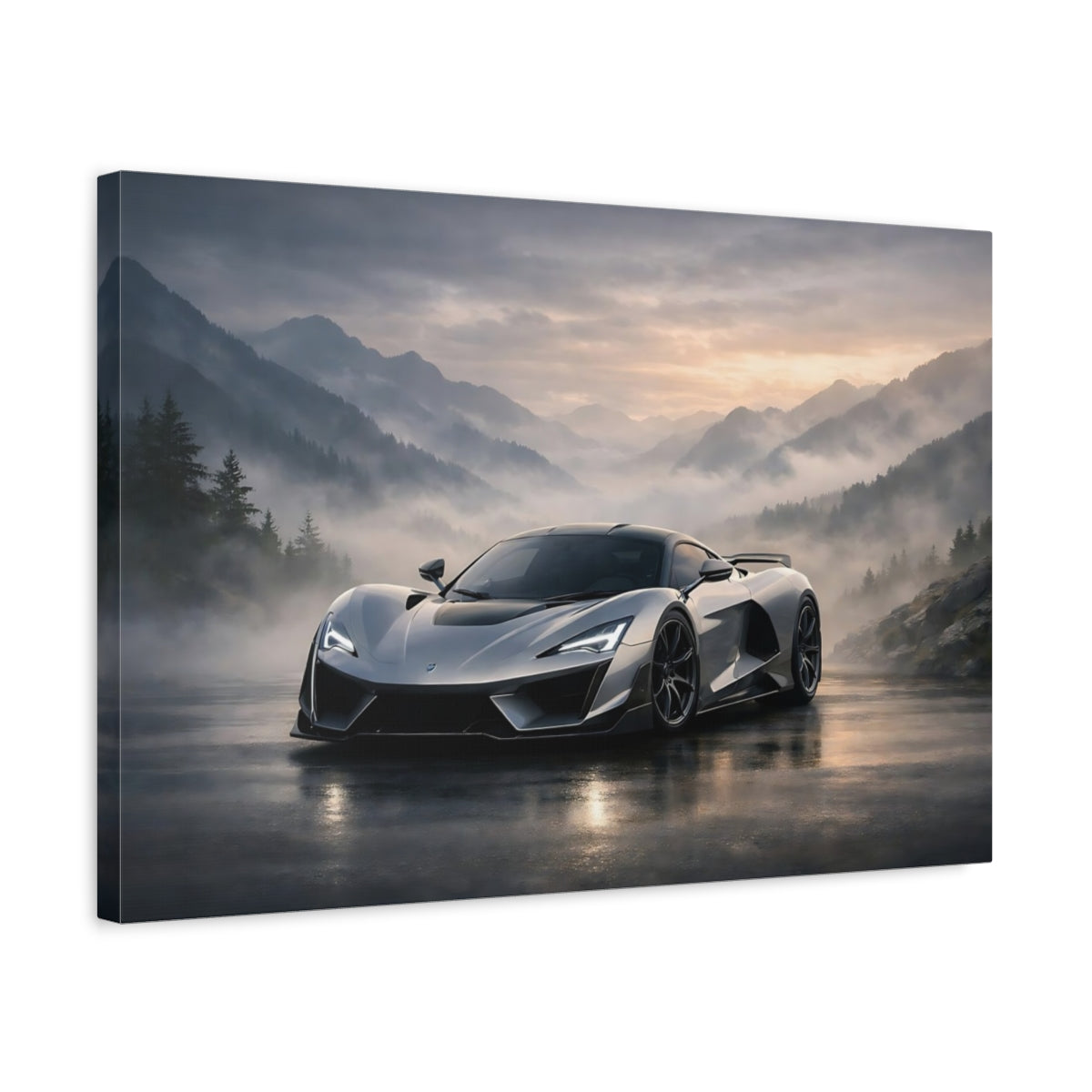 Mist Depth Supercar Futuristic Car Science Fiction - Canvas Wall Art Print