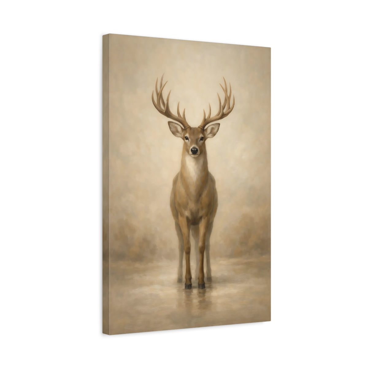Side Mockup 3. Animals Deer Brown Deer shown as stretched canvas wall art