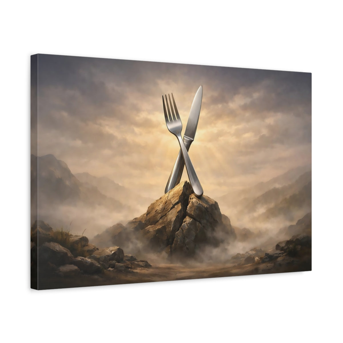 Fork And Knife Cutlery Nature - Canvas Wall Art Print
