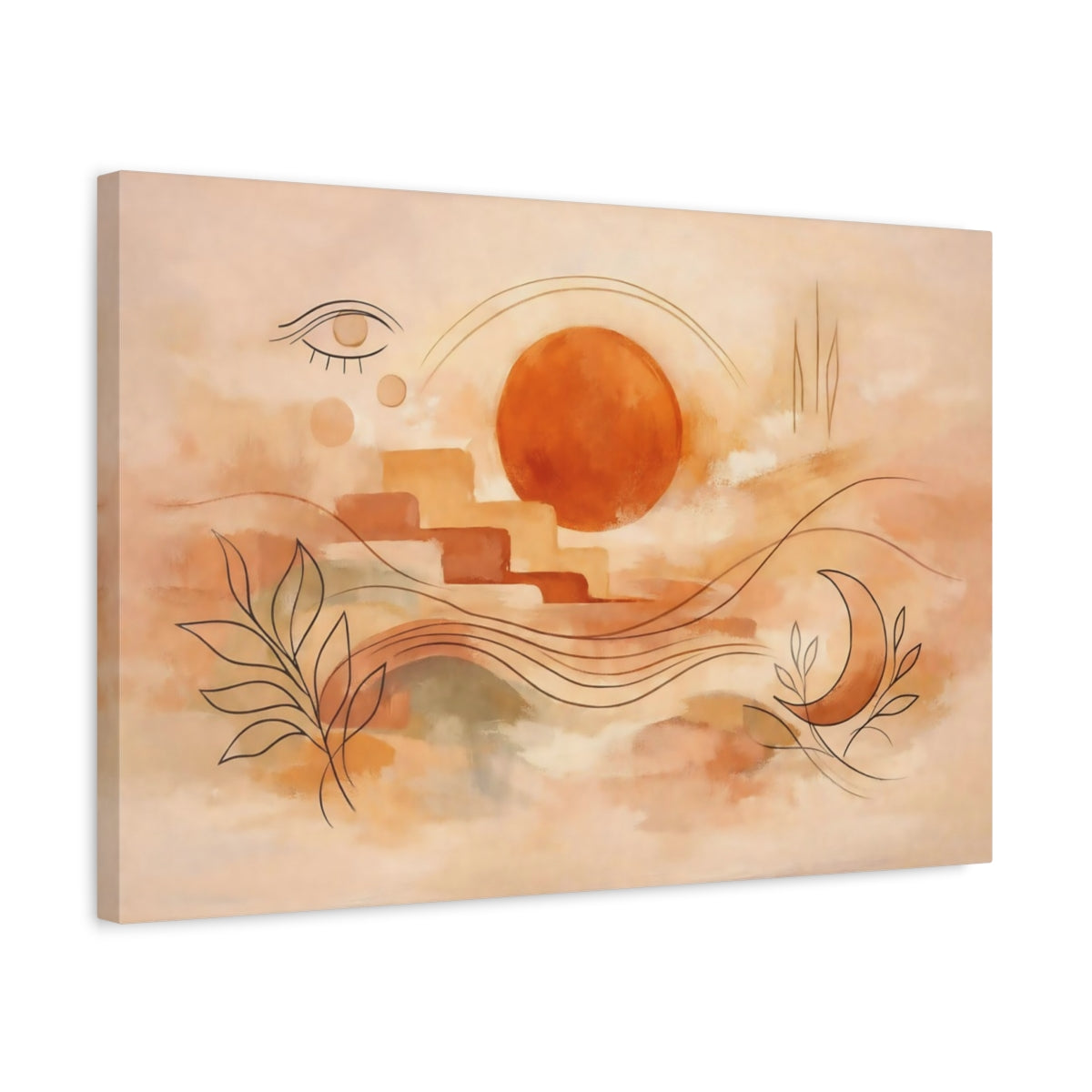 Abstract Celestial Terracotta - Canvas Wall Art Print