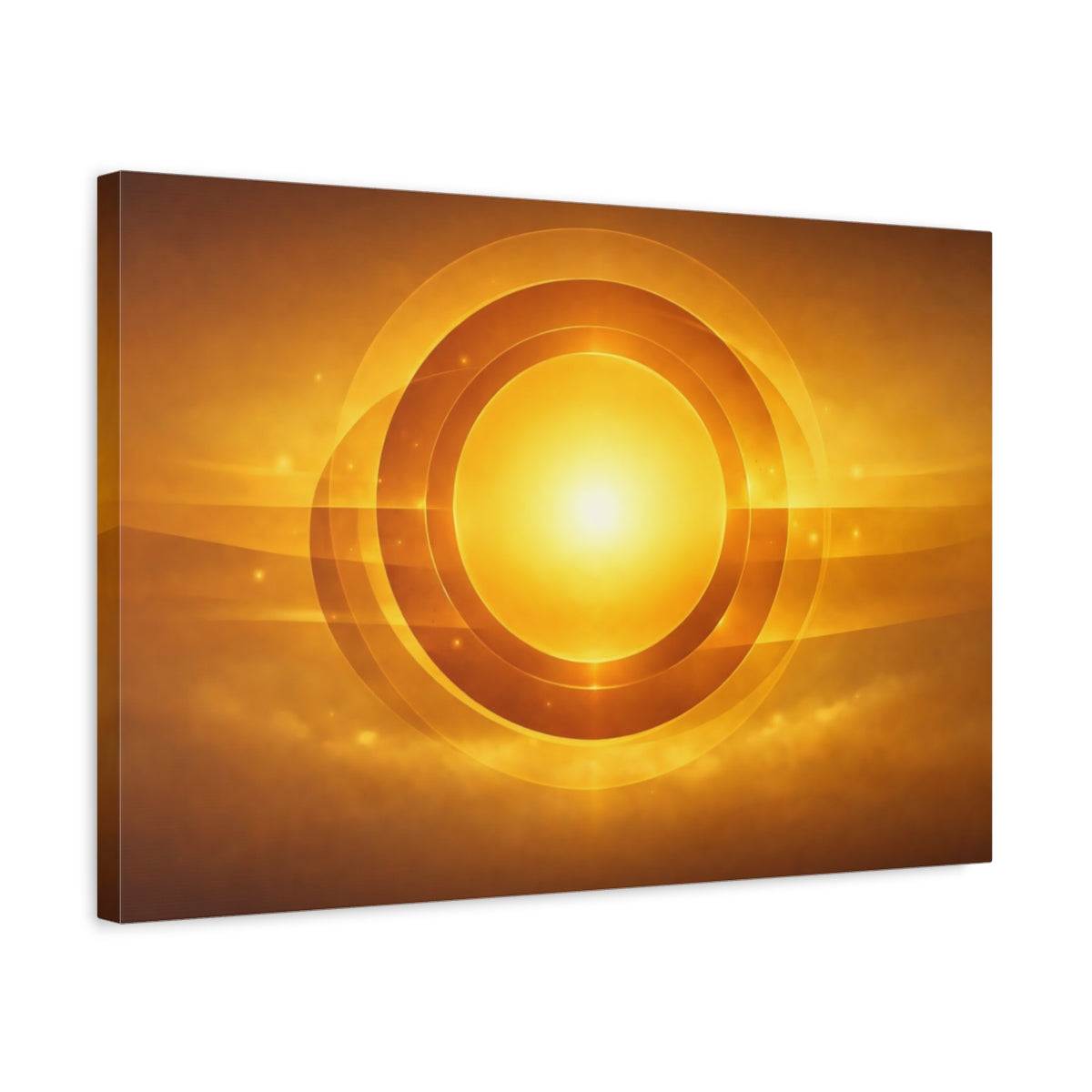 Golden Glow Circles Glowing Circle Abstract - Canvas Wall Art Print