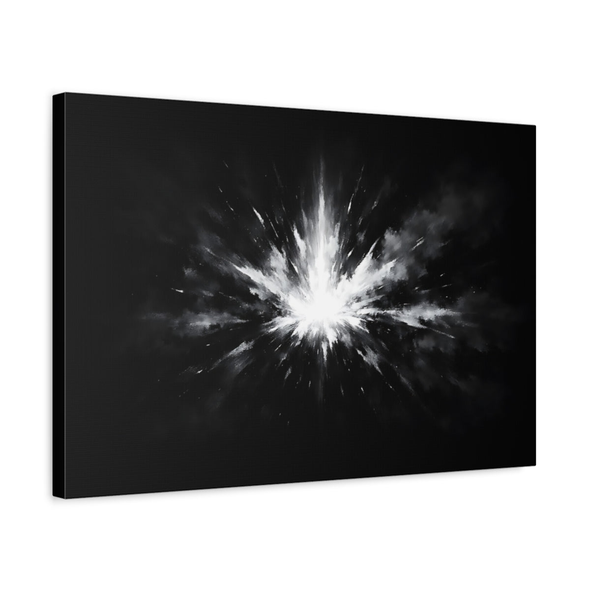 Dark Dramatic Black White Art Light Burst Abstract - Canvas Wall Art Print