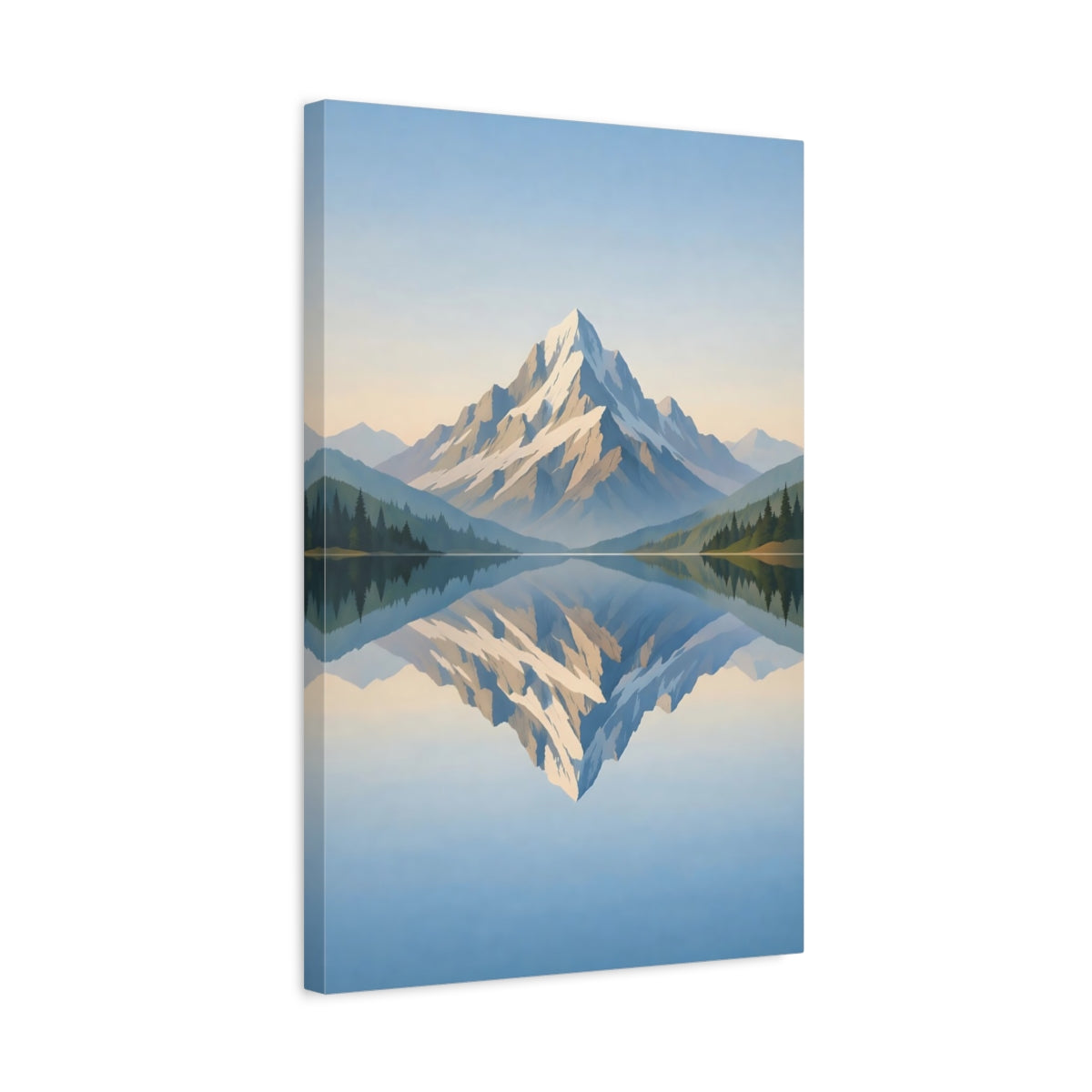 Nature Snowy Mountain Blue Lake - Canvas Wall Art Print