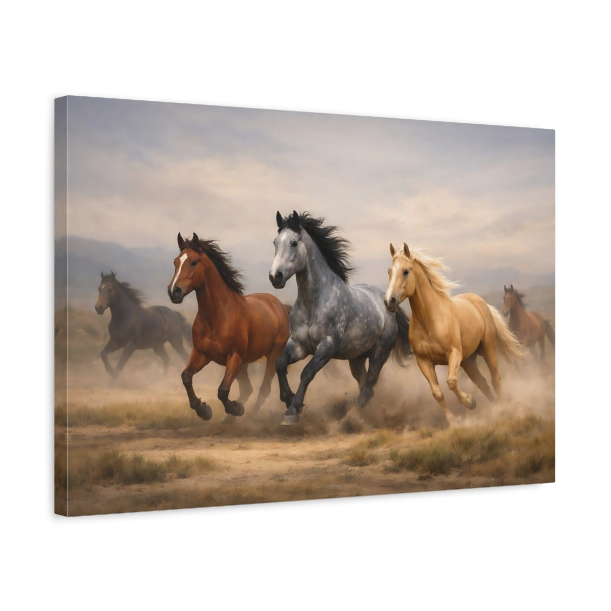 Nature Running Horses Animals - Canvas Wall Art Print