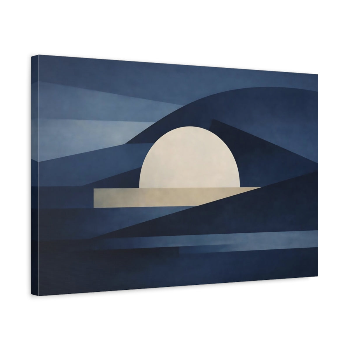Abstract Sun Blue Geometric Landscape - Canvas Wall Art Print
