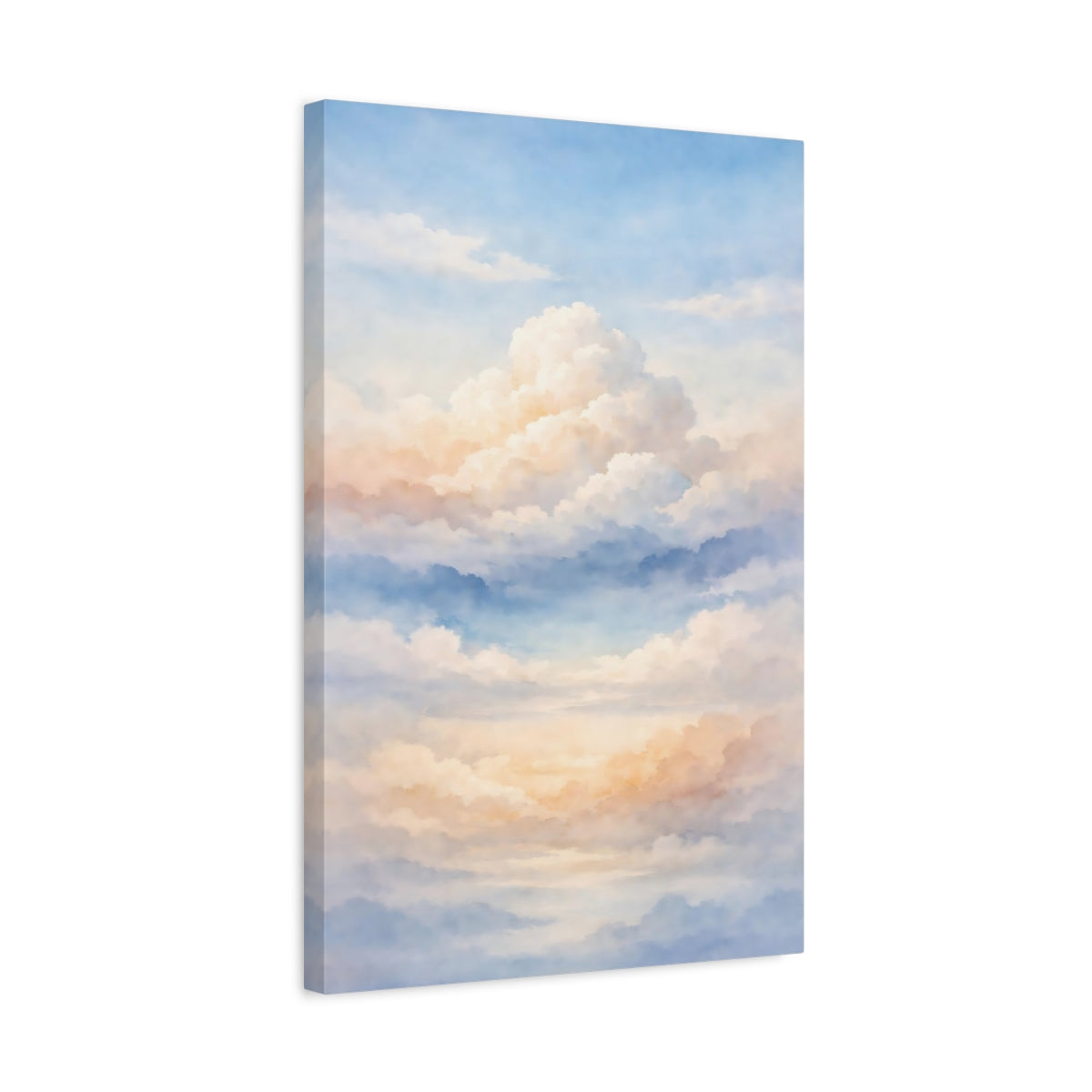 Side Mockup 3. Nature Clouds Pastel Sky Clouds shown as stretched canvas wall art