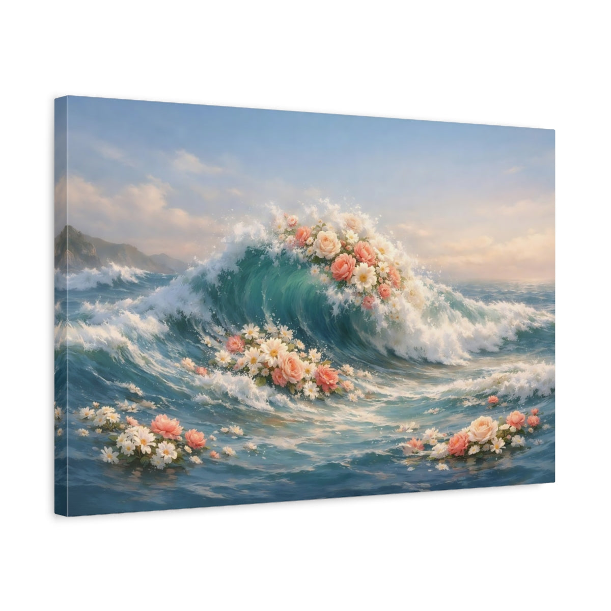 Floral Seascape Waves Abstract - Canvas Wall Art Print
