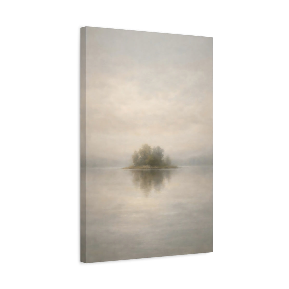 Side Mockup 3. Neutral Fog Line Horizon Thin shown as stretched canvas wall art