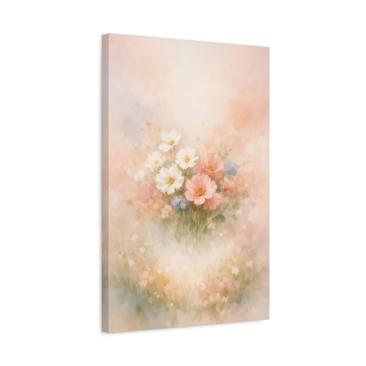 Side Mockup 3. Floral Floral Bouquet Pastel Floral Bouquet shown as stretched canvas wall art