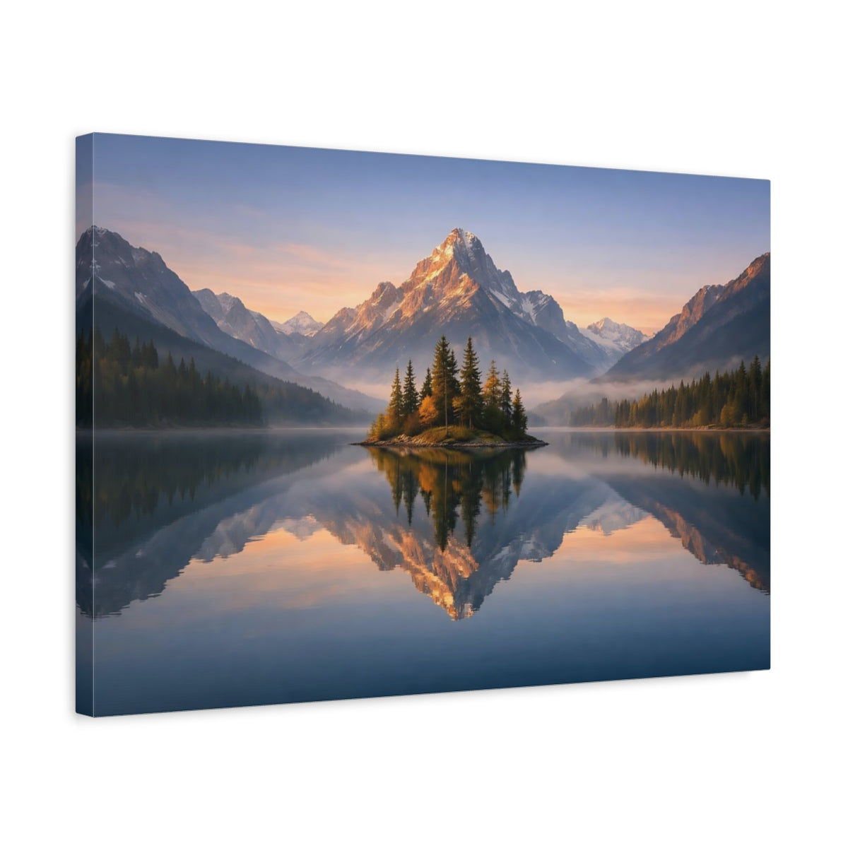 Nature Lake Reflection Mountain - Canvas Wall Art Print