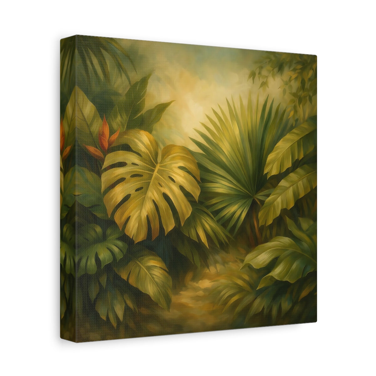 Side Mockup 9. Nature Tropical Foliage Tropical Jungle Leaves shown as stretched canvas wall art