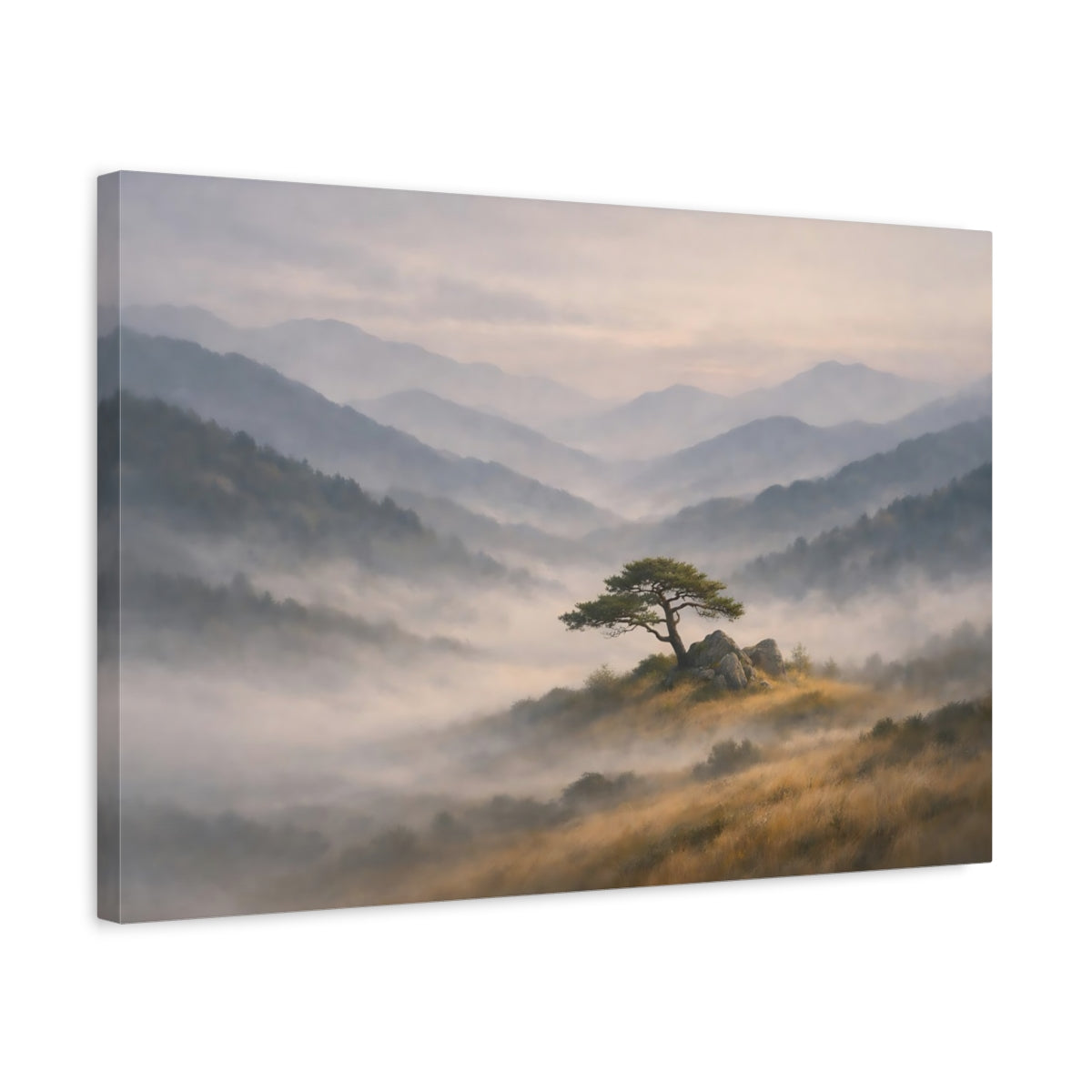Wabi Sabi Forest Mountains Pine Tree Nature - Canvas Wall Art Print