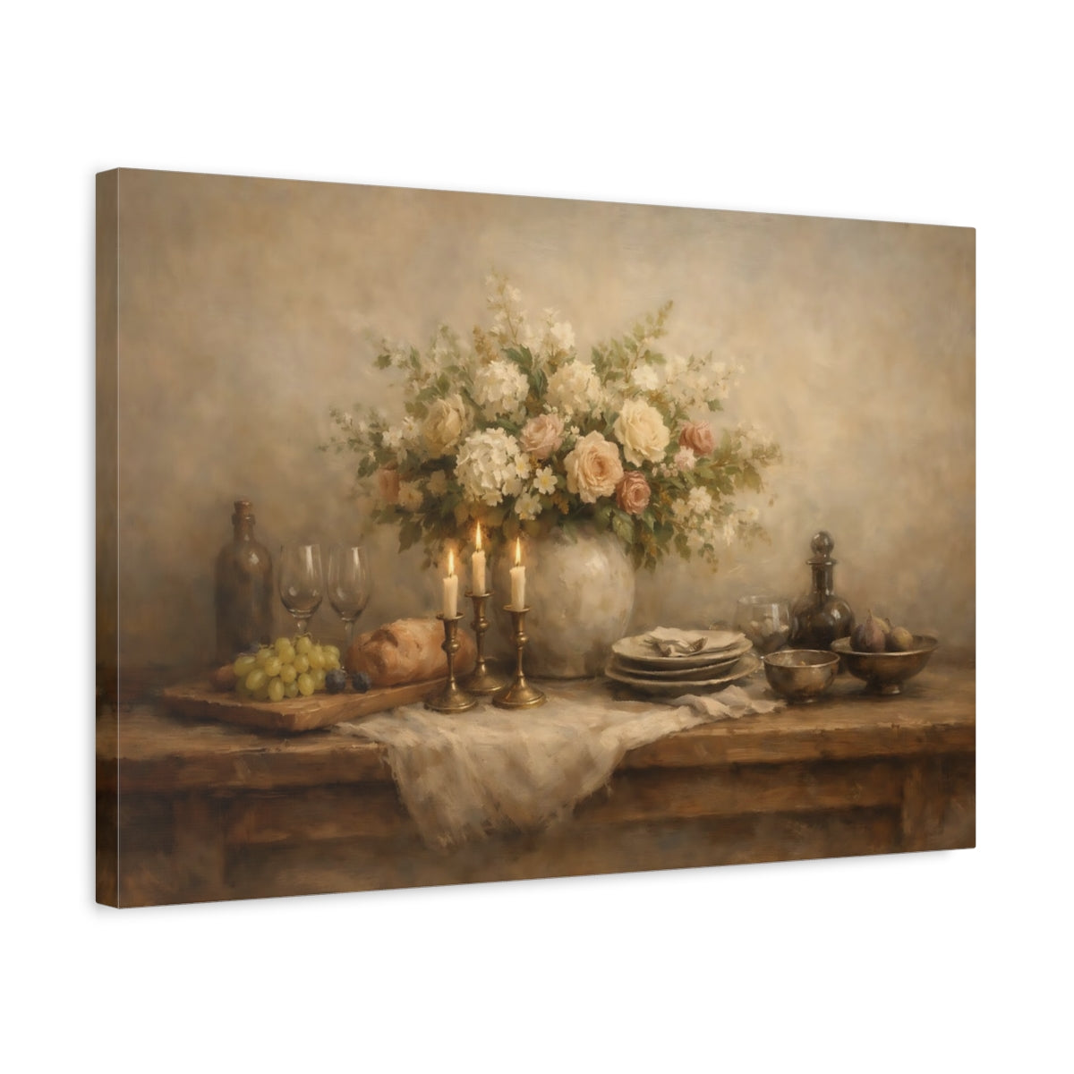 Side Mockup 3. Contemporary Dining Table Wide Composition shown as stretched canvas wall art