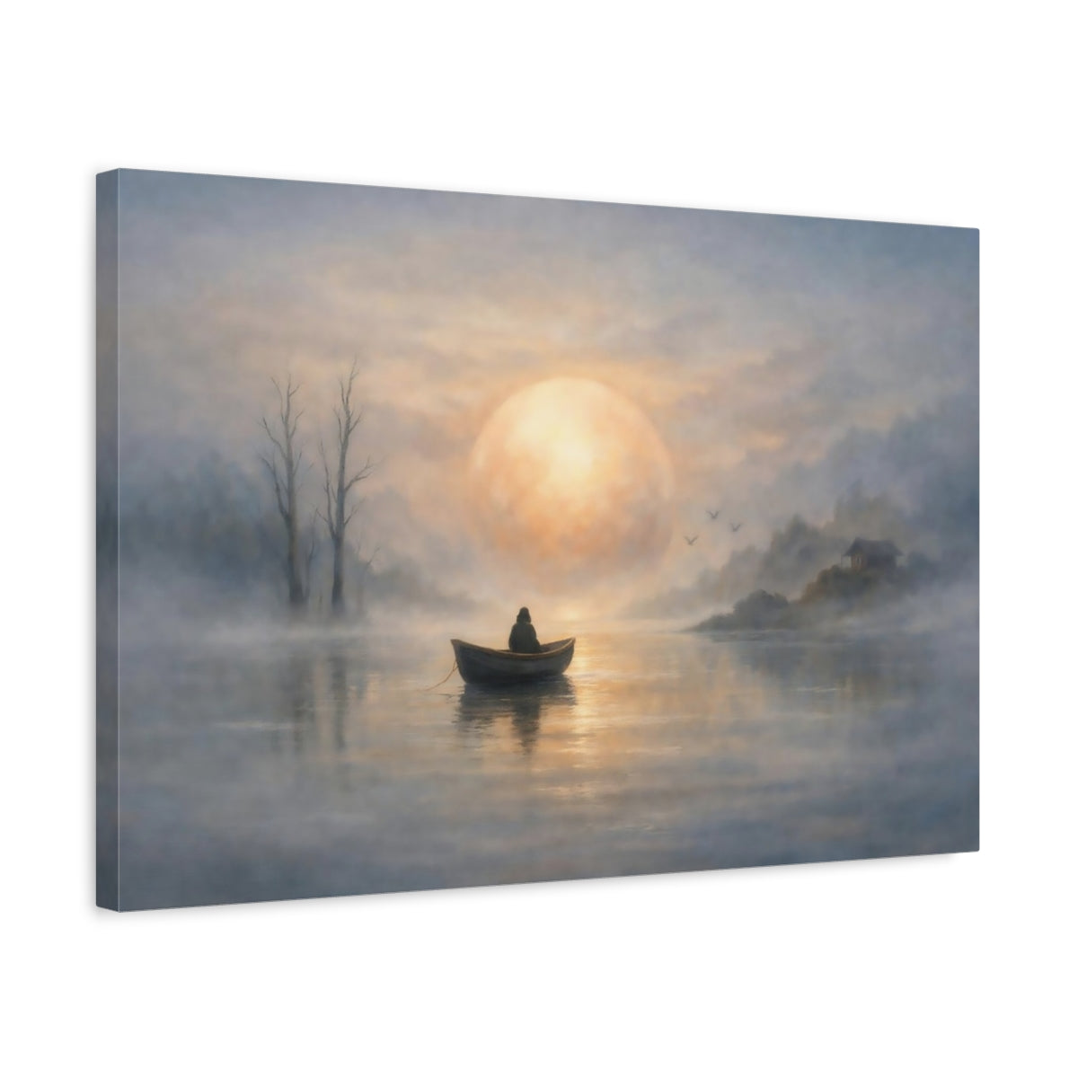 Nature Misty Lake Landscape - Canvas Wall Art Print