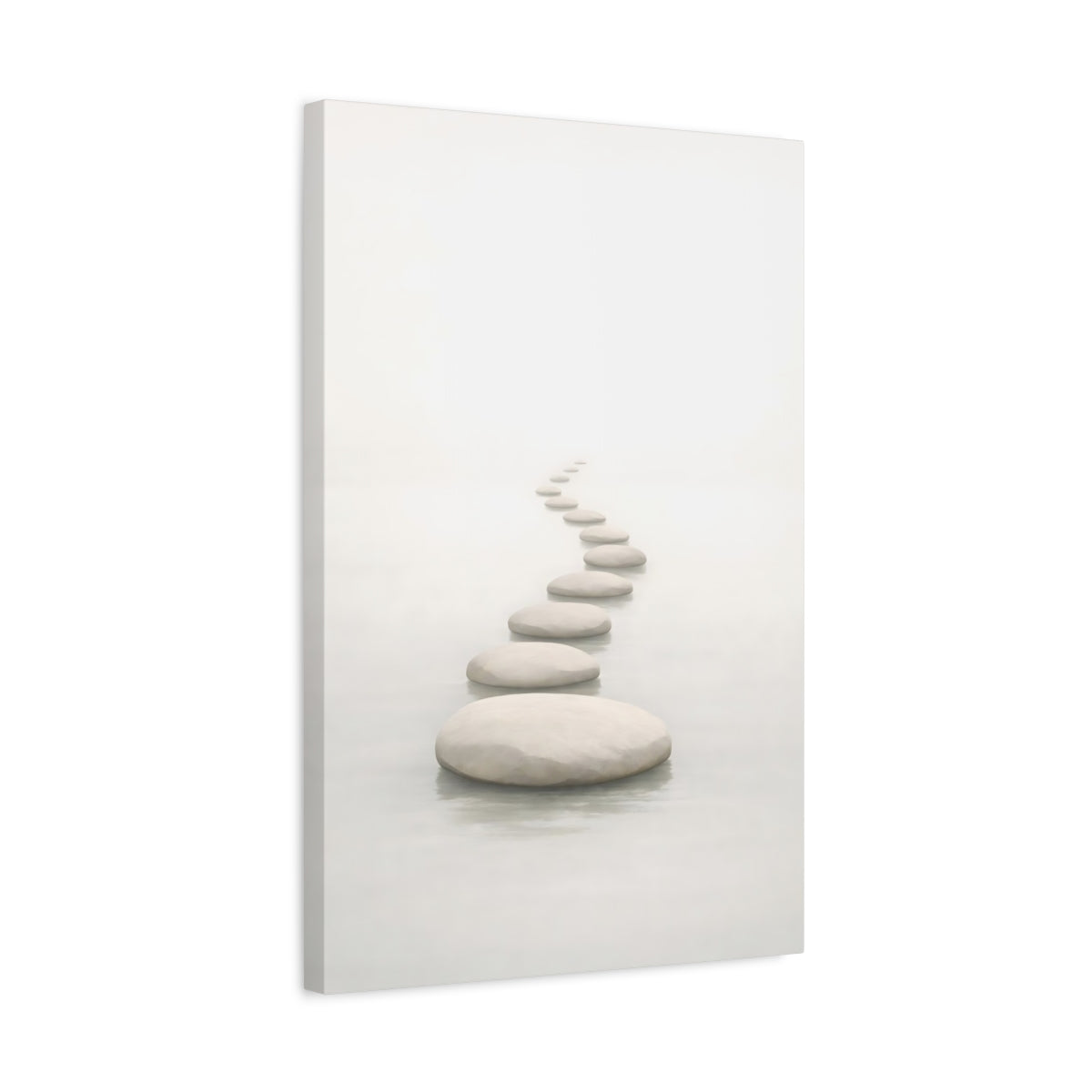 Nature Stepping Stones White And Grey - Canvas Wall Art Print