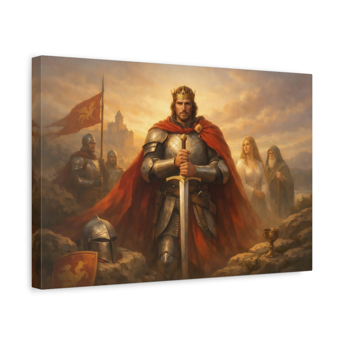 Golden Glow King Arthur Fairytale - Canvas Wall Art Print