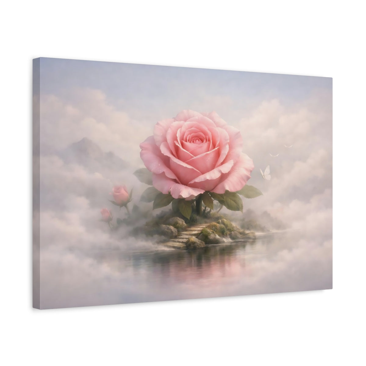 Mist Depth Flower Rose Pink Nature - Canvas Wall Art Print