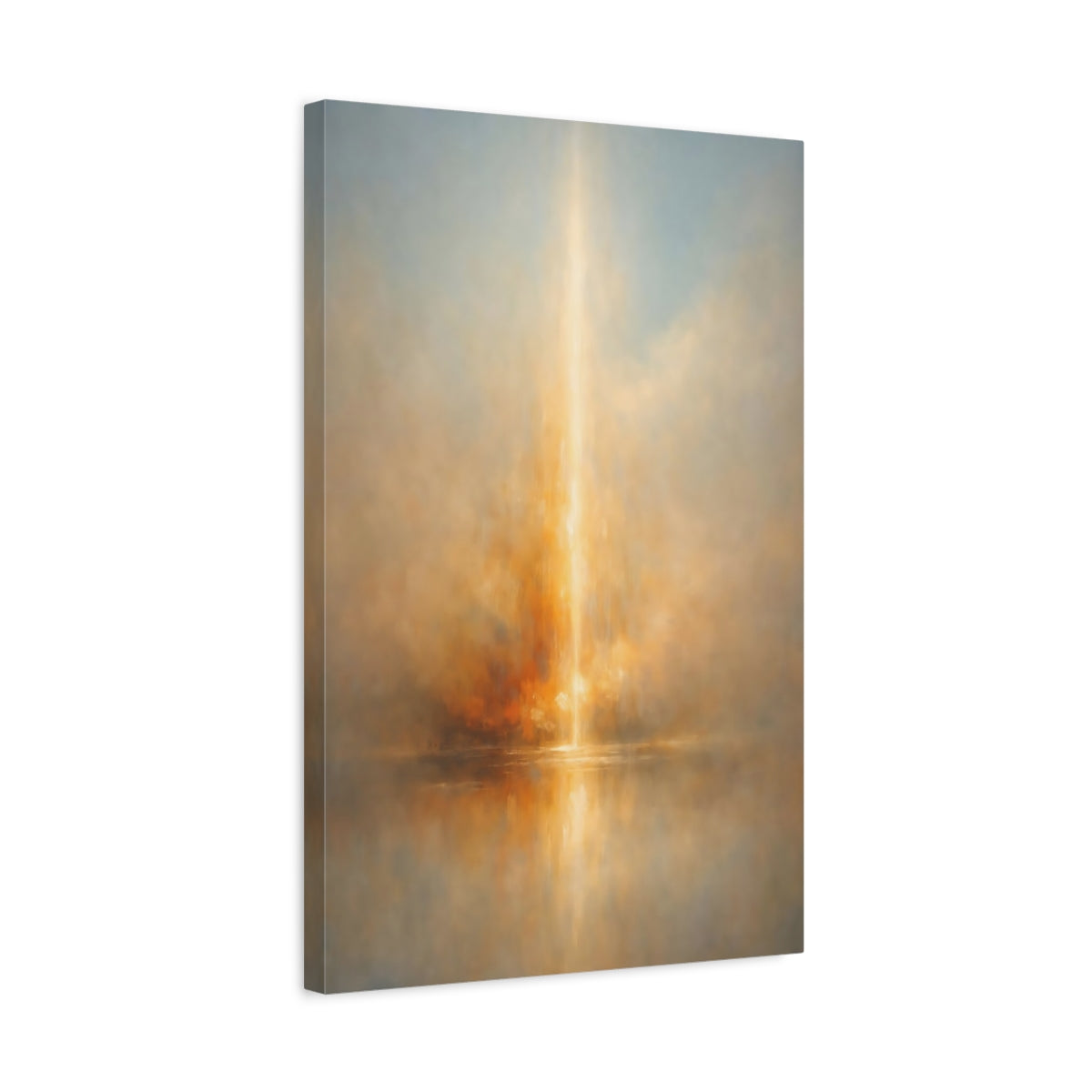 Side Mockup 3. Abstract Radiant Light Golden Glow shown as stretched canvas wall art