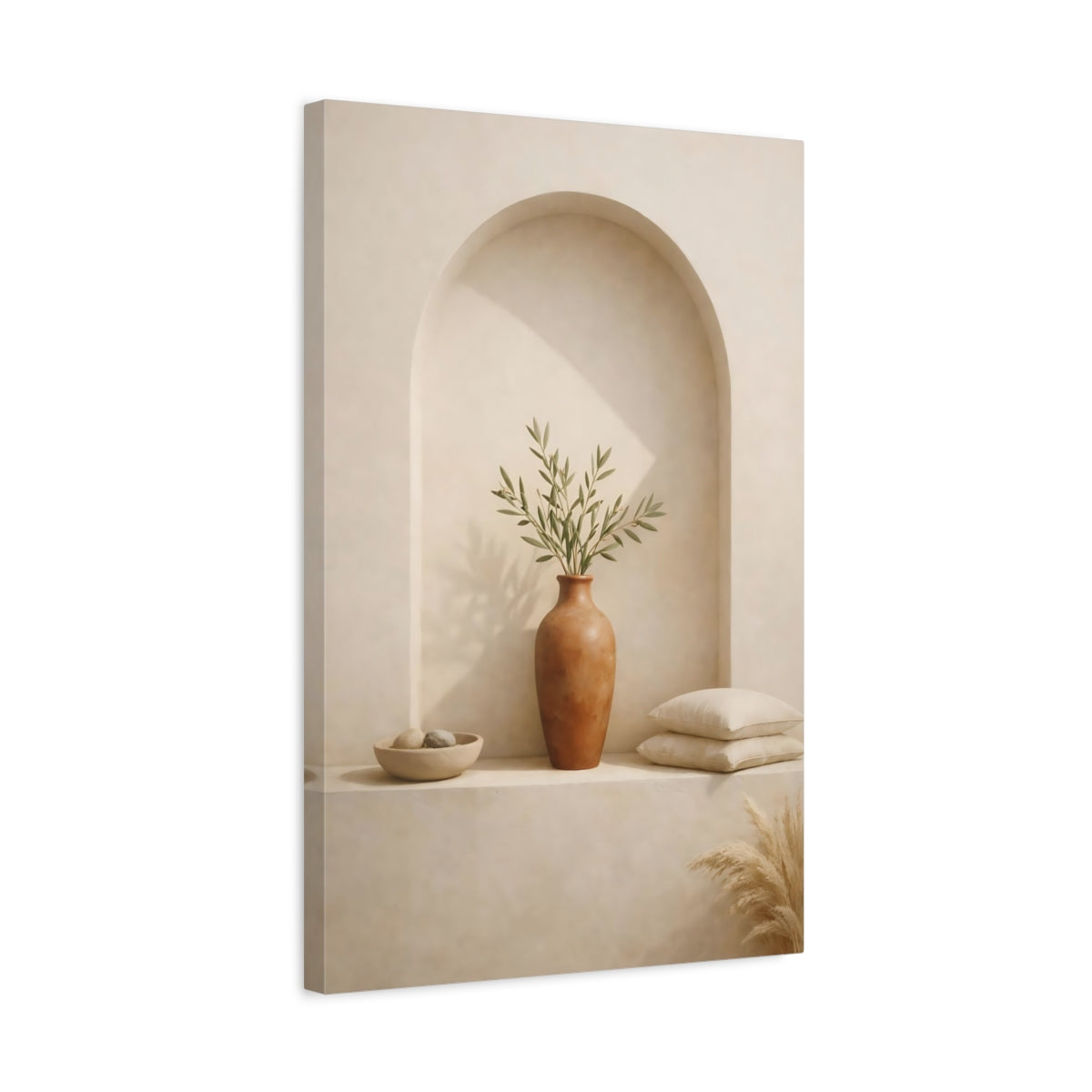 Nature Olive Branch Natural Tones - Canvas Wall Art Print