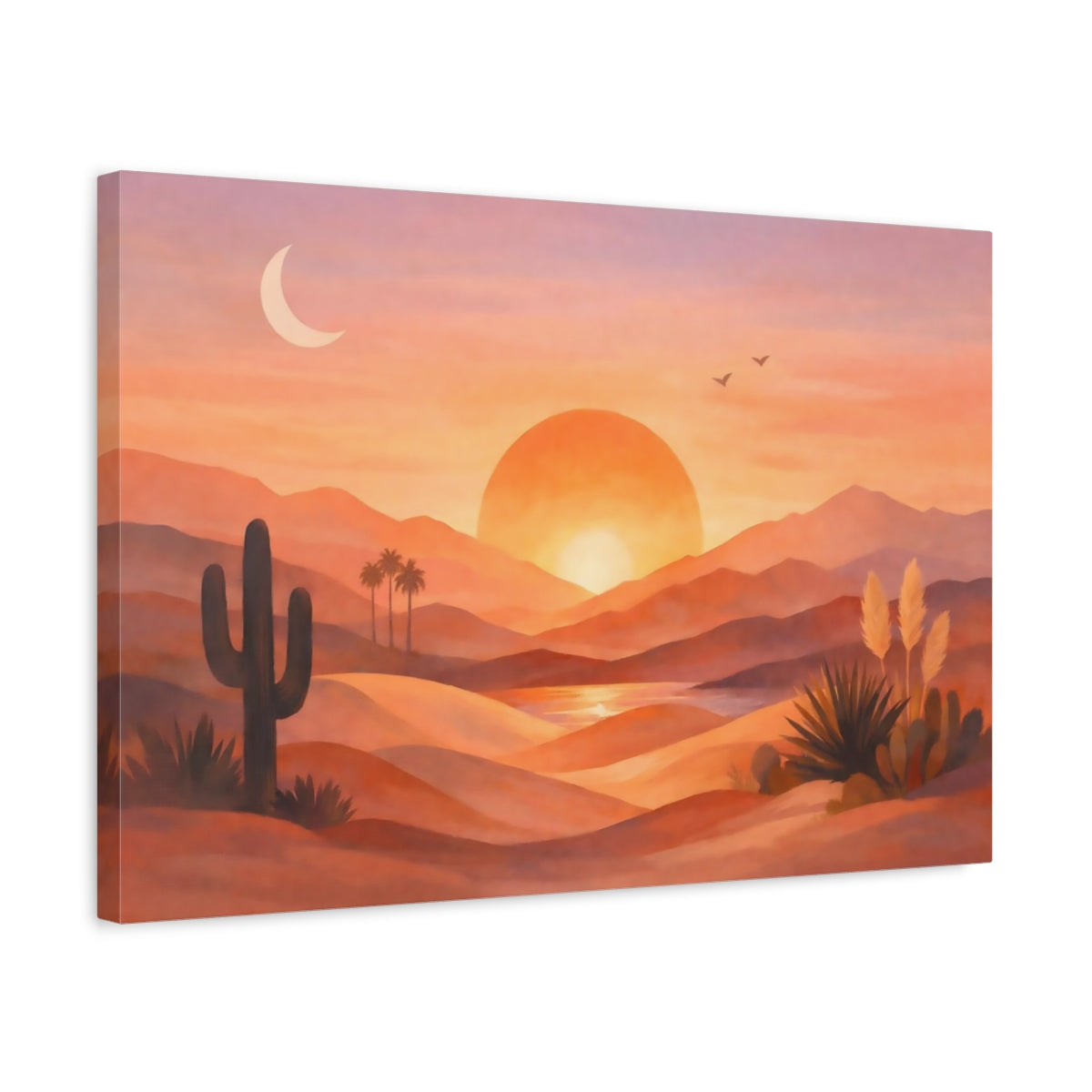 Nature Desert Landscape Orange Sunset - Canvas Wall Art Print