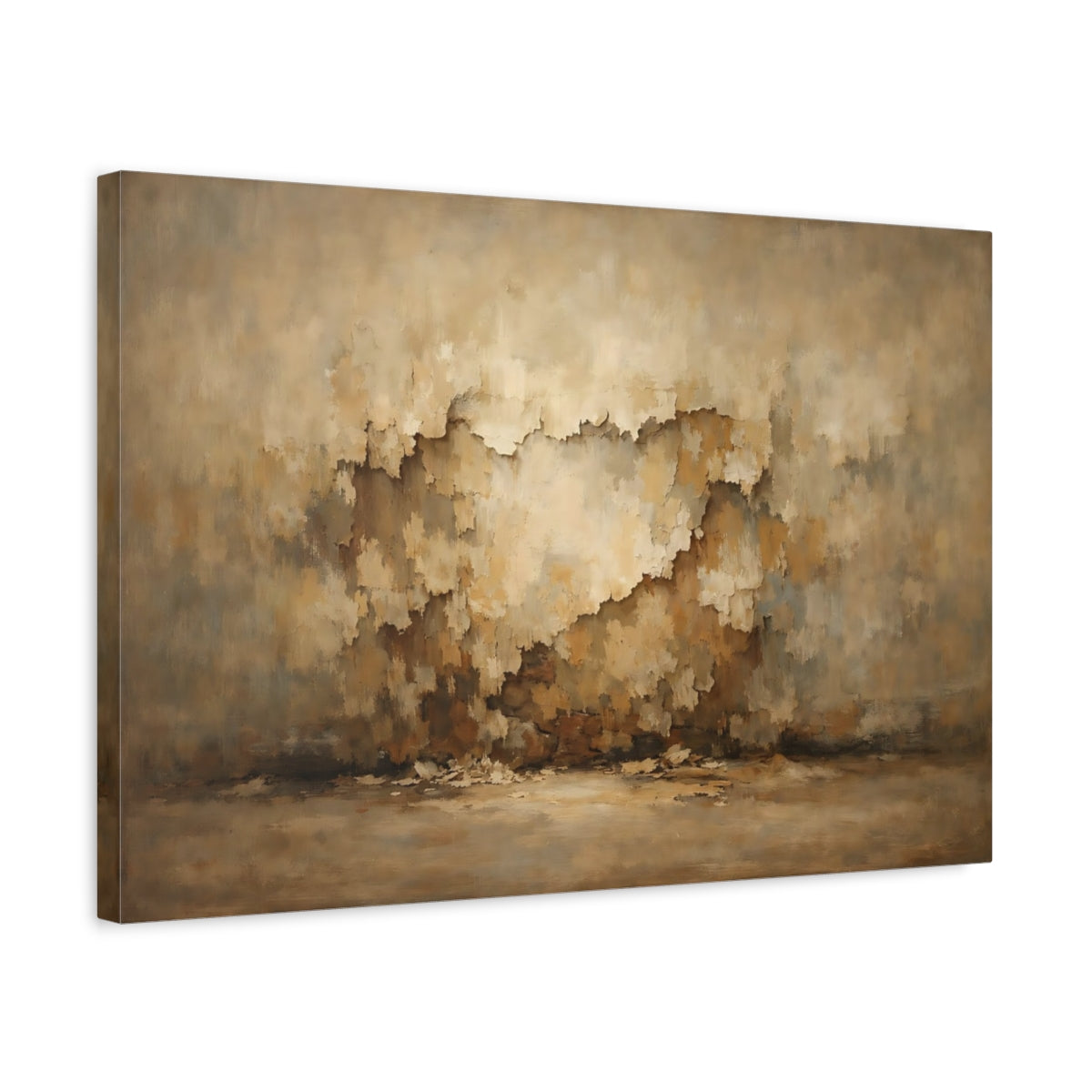 Side Mockup 3. Abstract Textured Wall Brown And Beige Texture shown as stretched canvas wall art