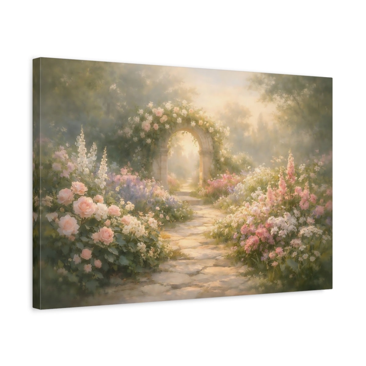 Ethereal Garden Path Floral Archway - Canvas Wall Art Print
