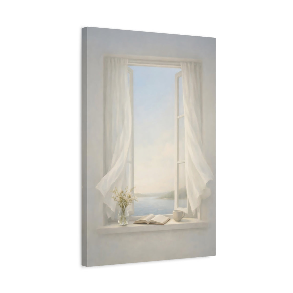 Nature Open Window Soft White View - Canvas Wall Art Print