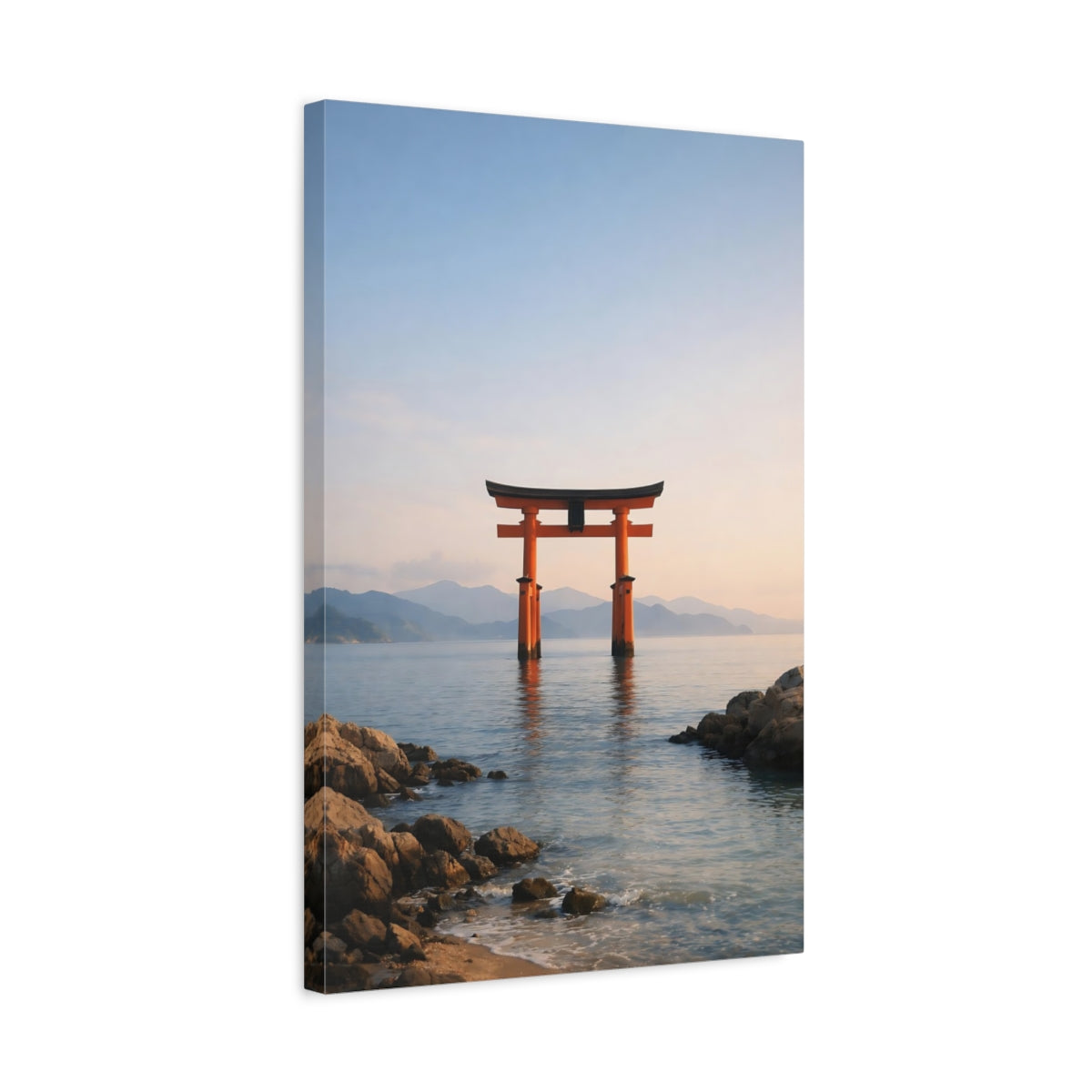 Side Mockup 3. Nature Torii Gate Orange Torii Gate shown as stretched canvas wall art
