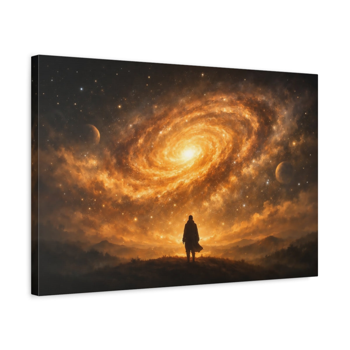 Golden Glow Galaxy Art Science Fiction - Canvas Wall Art Print