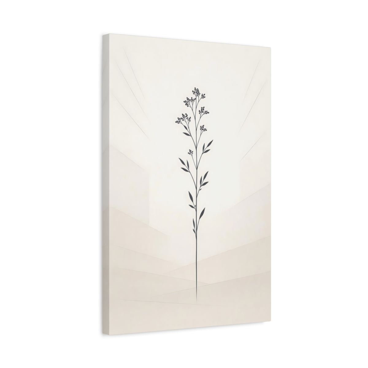 Side Mockup 3. Nature Botanical Plant Black And Beige Botanical shown as stretched canvas wall art