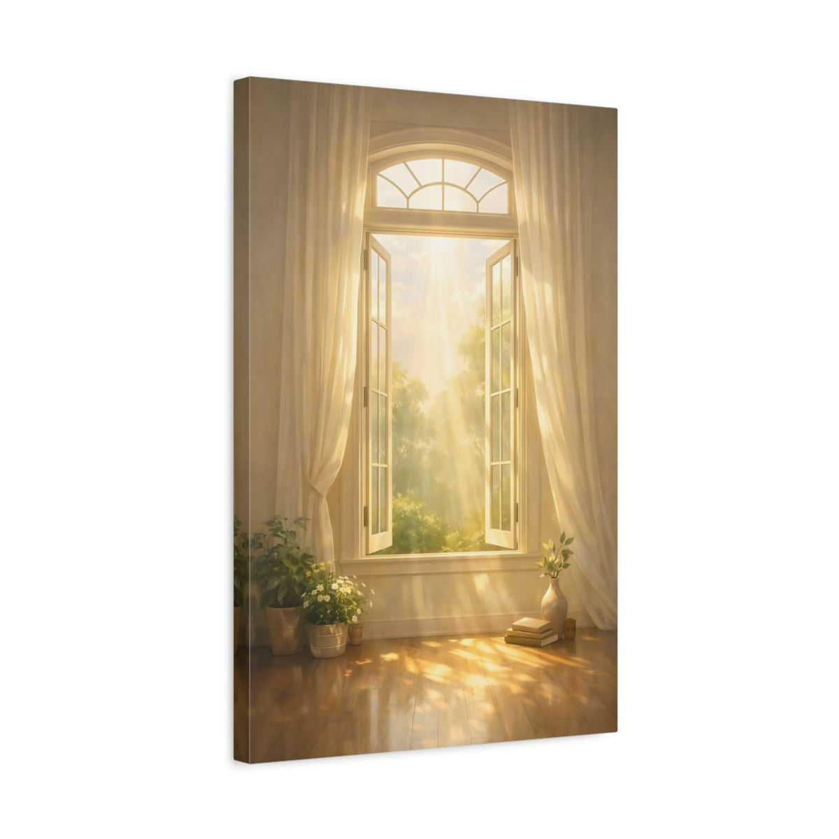 Nature Sunny Window Golden Sunlight - Canvas Wall Art Print