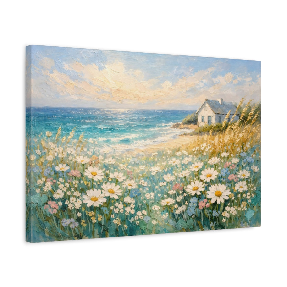 Nature Seaside Daisies Coastal Landscape - Canvas Wall Art Print