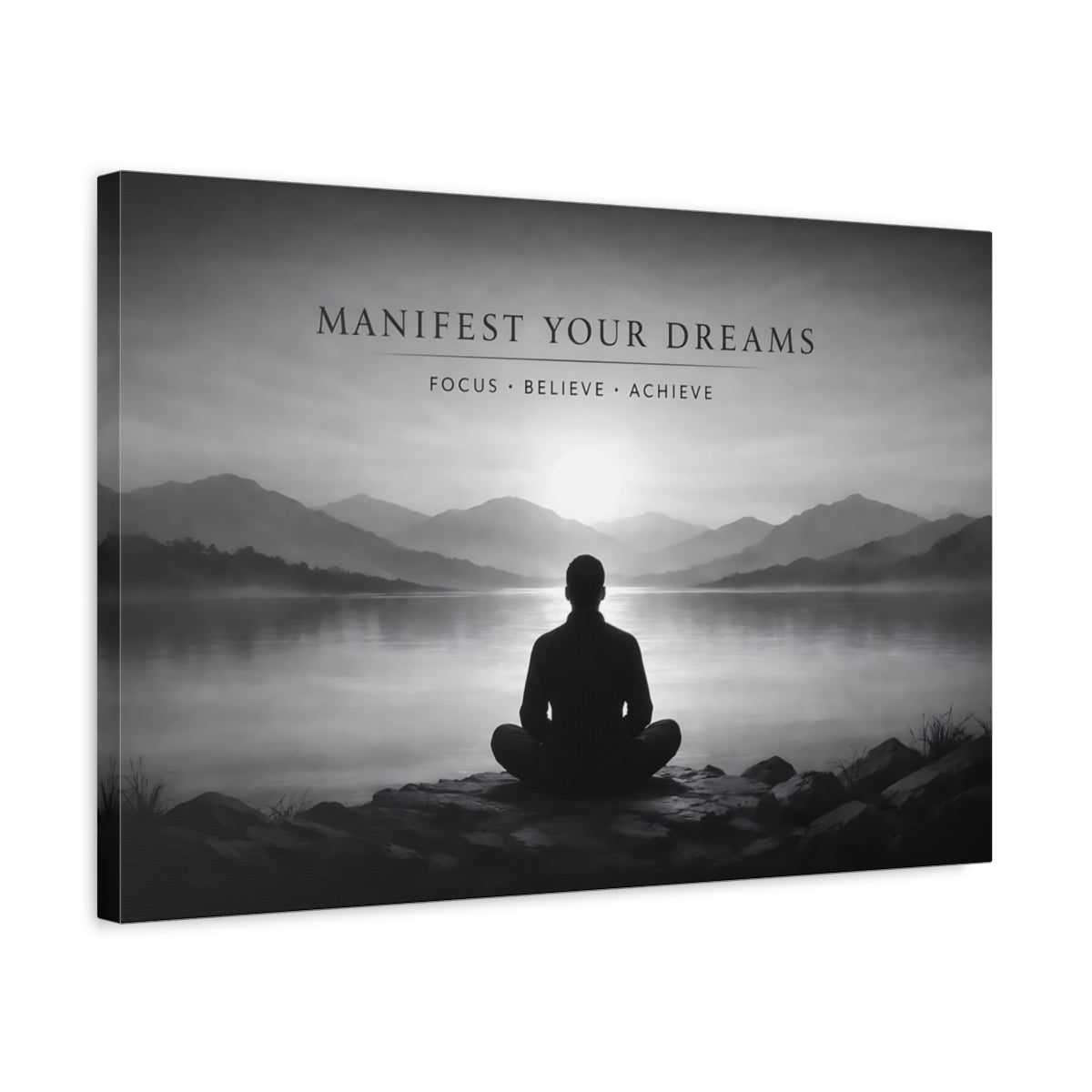 Motivational Quote Meditating Figure Nature - Canvas Wall Art Print