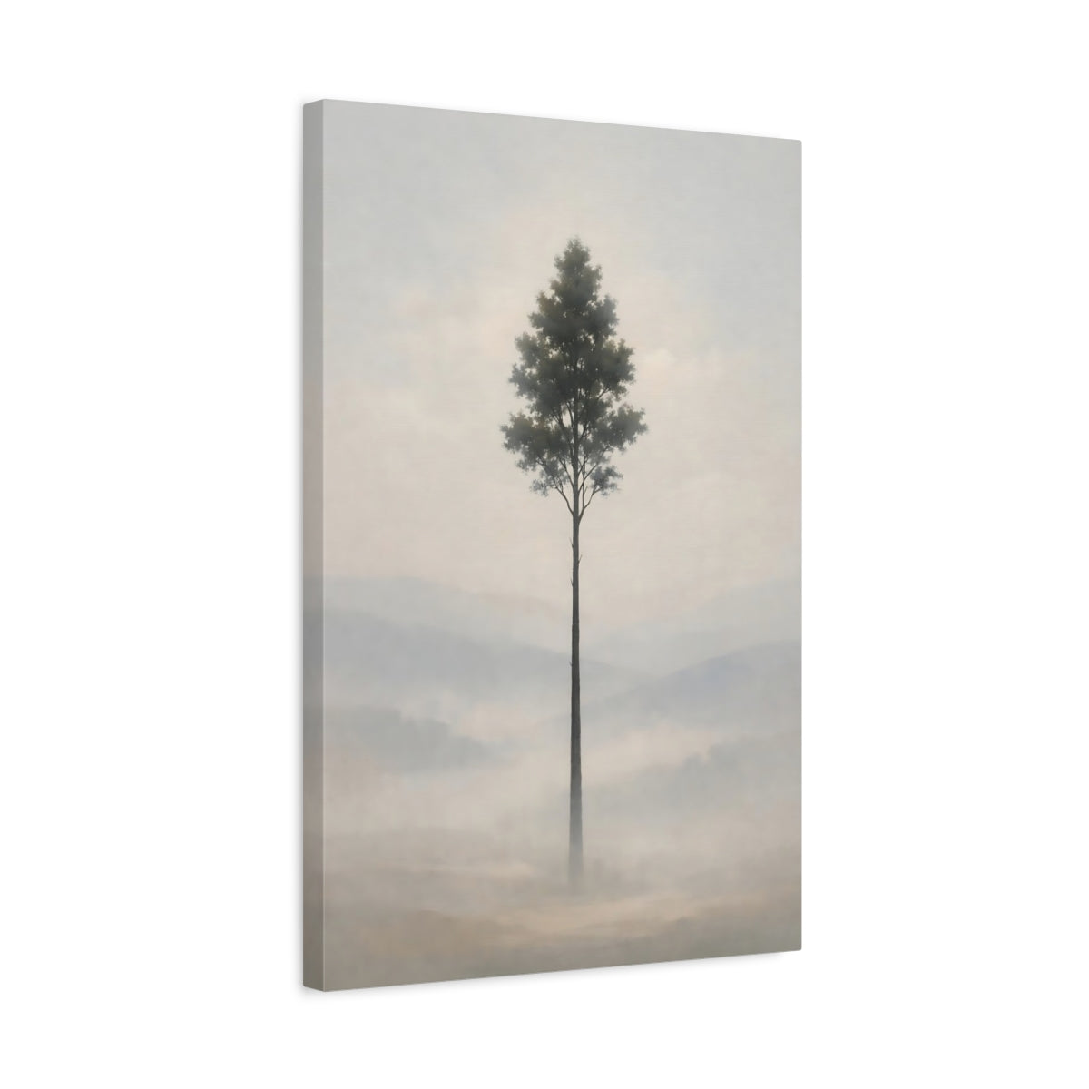 Nature Solitary Tree Misty - Canvas Wall Art Print