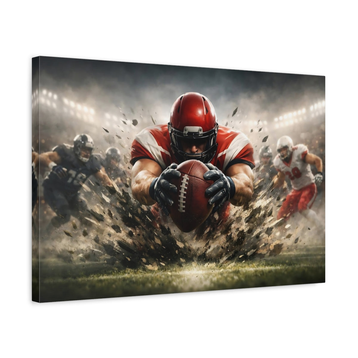Sports Football Player Red Action - Canvas Wall Art Print