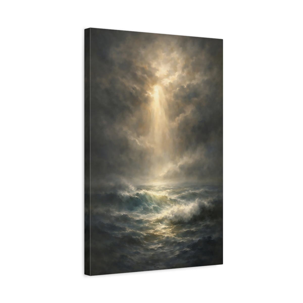 Side Mockup 3. Nature Ocean Waves Dramatic Ocean Art shown as stretched canvas wall art