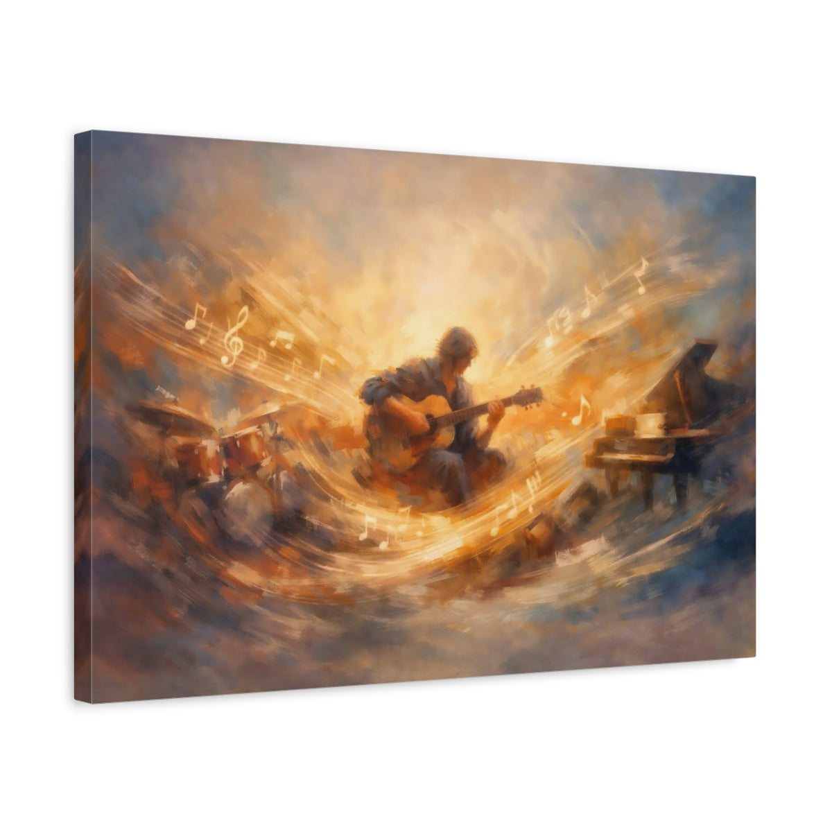 Abstract Musician Golden Music - Canvas Wall Art Print