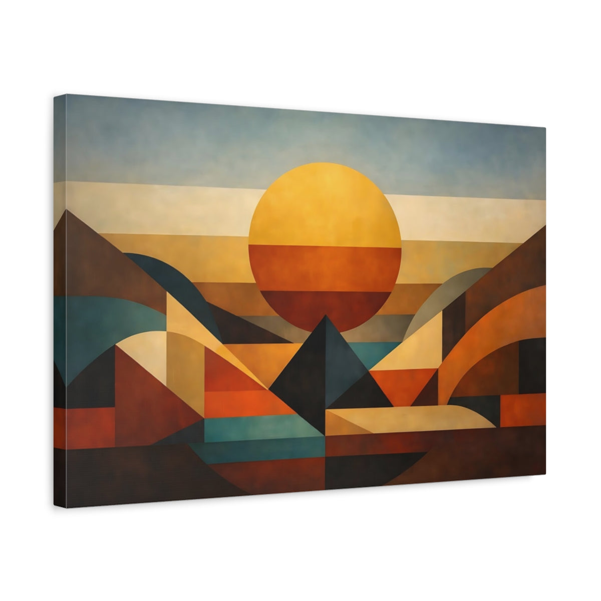 Vintage Geometric Abstract Sunset - Canvas Wall Art Print