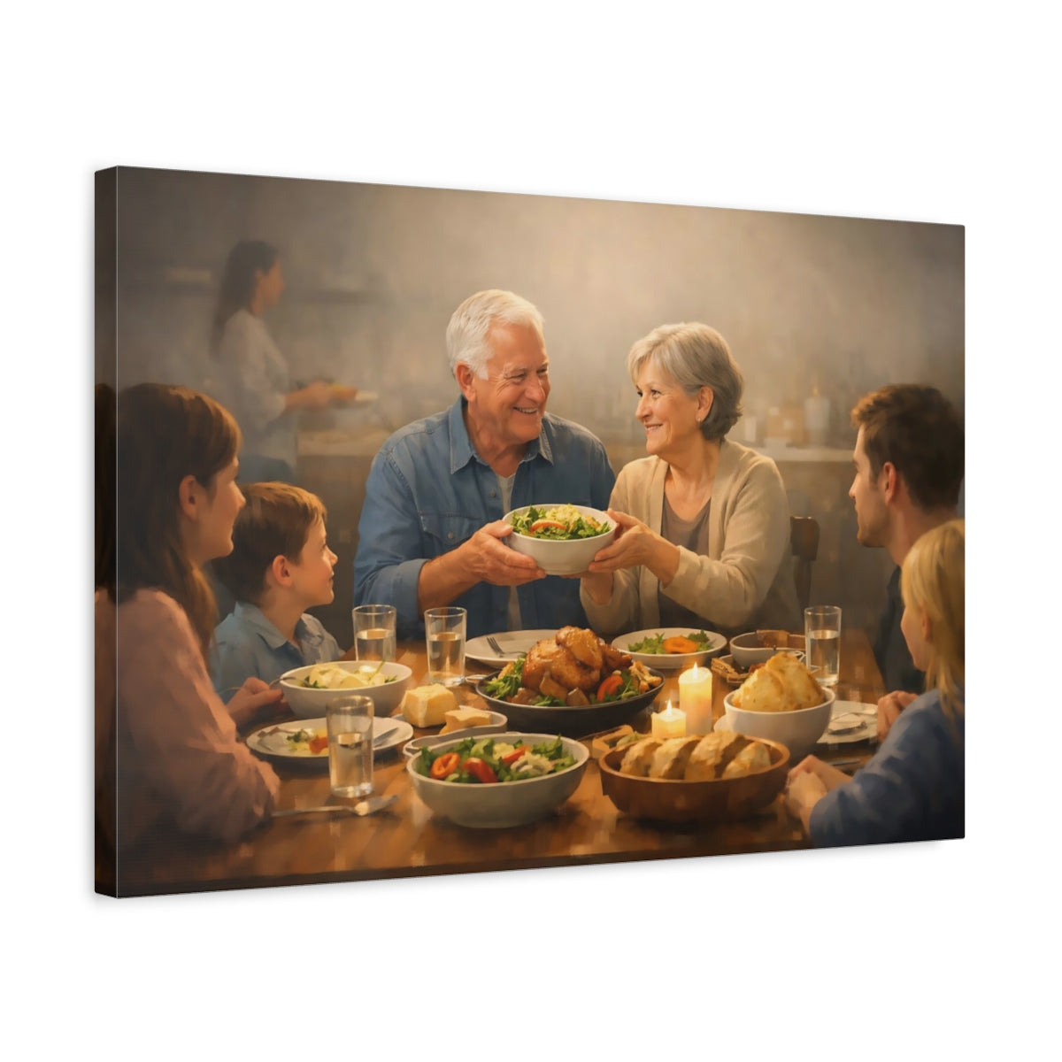 Mist Depth Family Meals Dinner Vintage - Canvas Wall Art Print