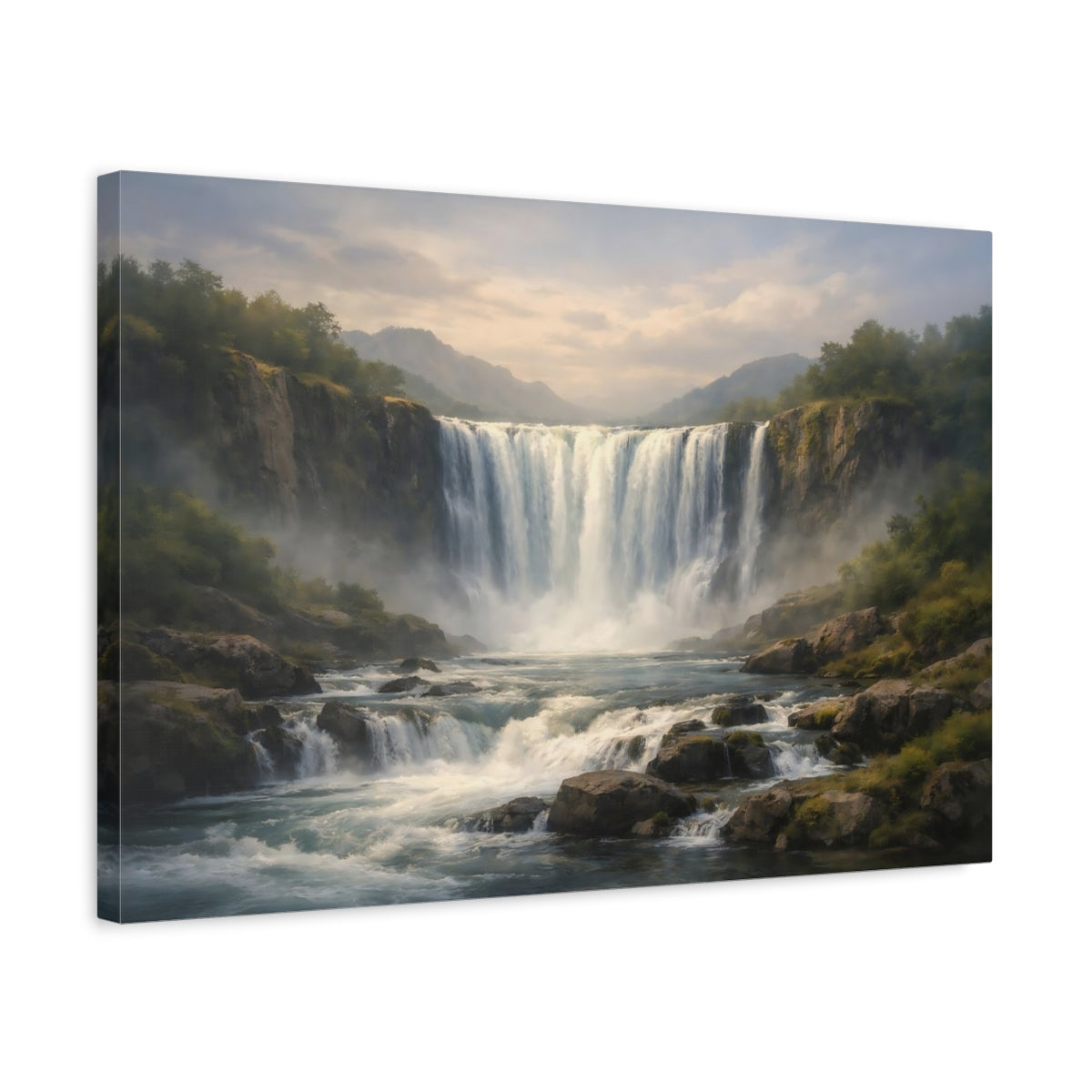 Tonal Gradient Wild Waterfall Nature - Canvas Wall Art Print