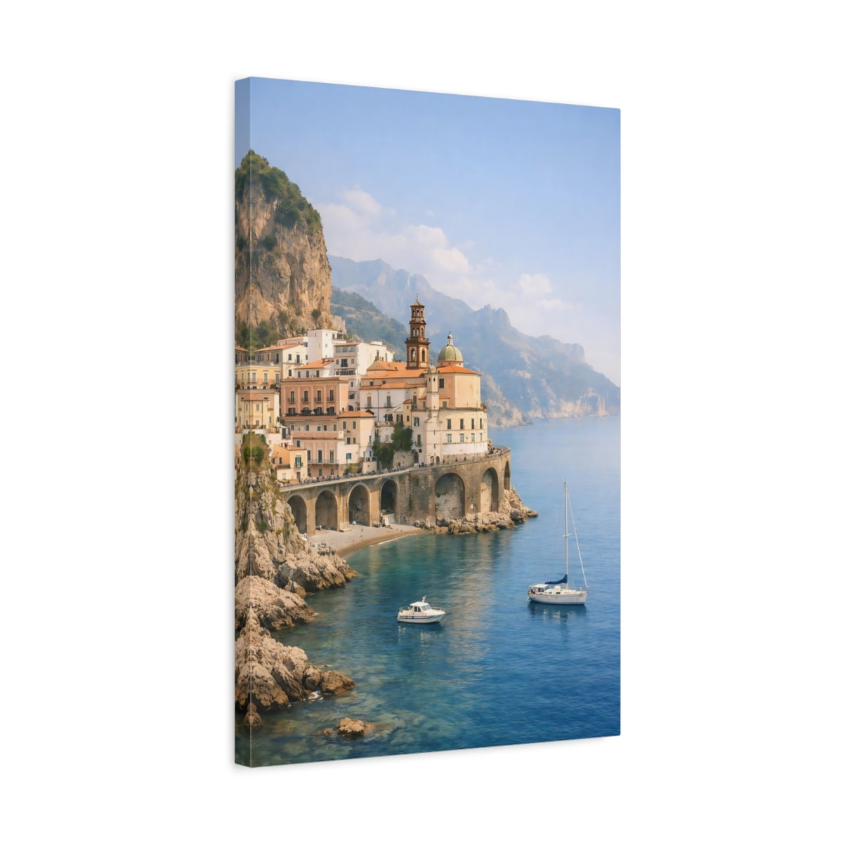 Nature Coastal Town Blue - Canvas Wall Art Print