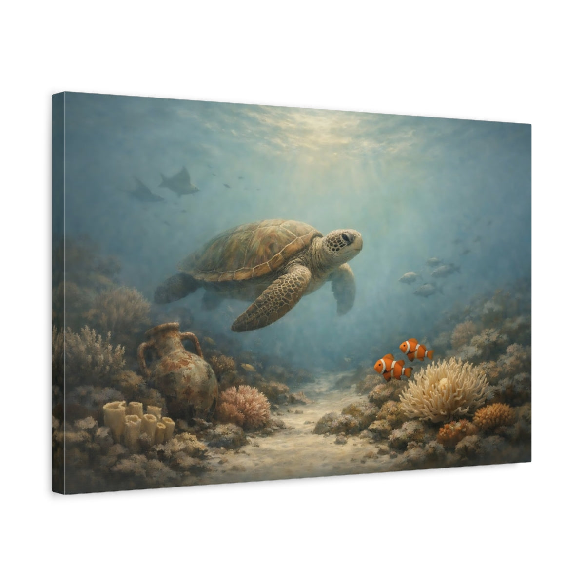 Wabi Sabi Ocean Life Sea Turtle Nature - Canvas Wall Art Print