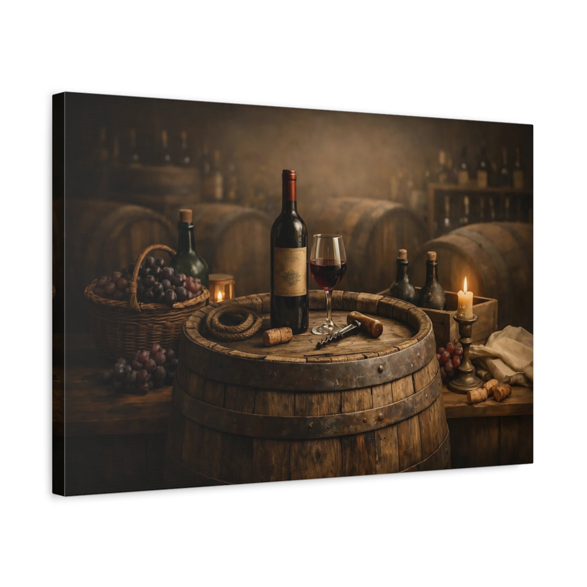 Vintage Wine Rustic Cellar - Canvas Wall Art Print
