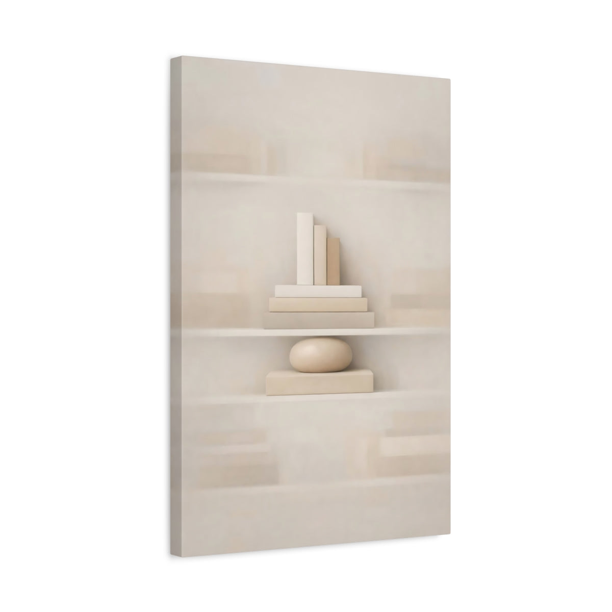 Abstract Books Stone Beige Cream - Canvas Wall Art Print