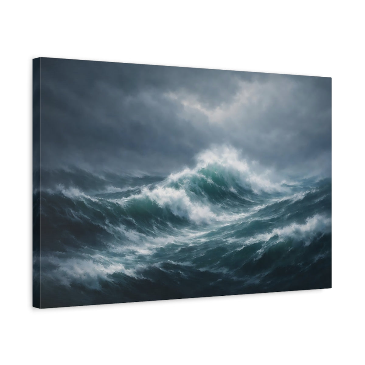 Abstract Stormy Ocean Waves Nature - Canvas Wall Art Print