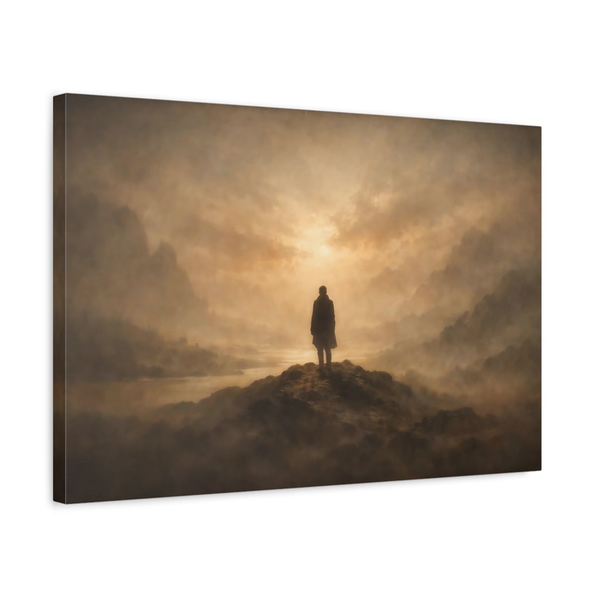 Vintage Soft Abstract Lone Figure Nature - Canvas Wall Art Print