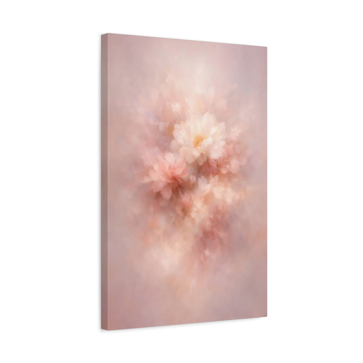 Side Mockup 3. Floral Abstract Flowers Blush Floral Art shown as stretched canvas wall art