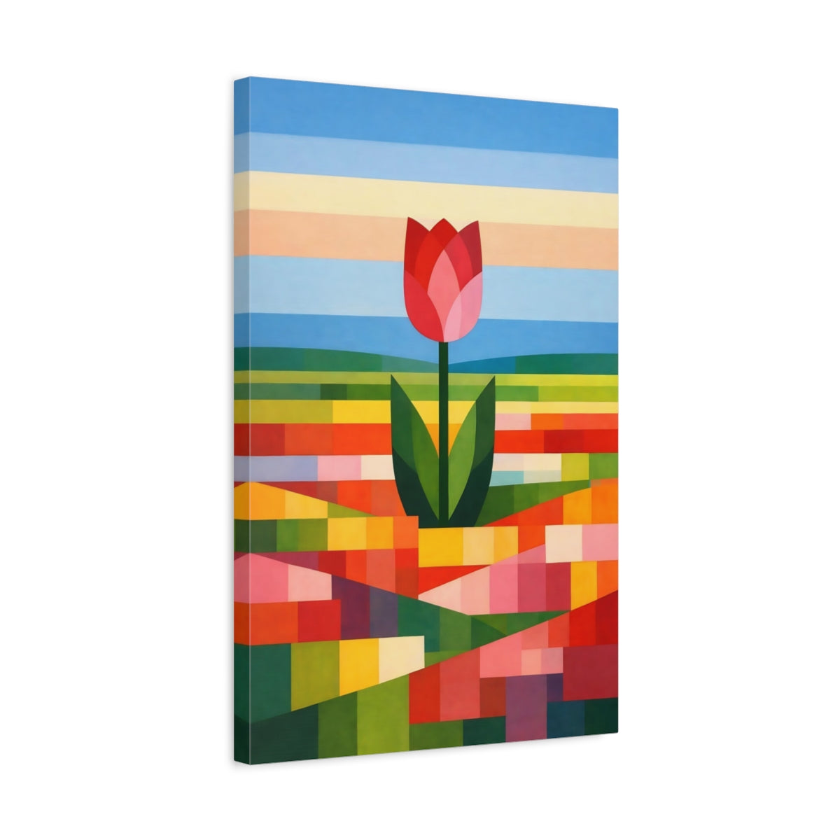 Floral Tulip Colorful Geometric - Canvas Wall Art Print