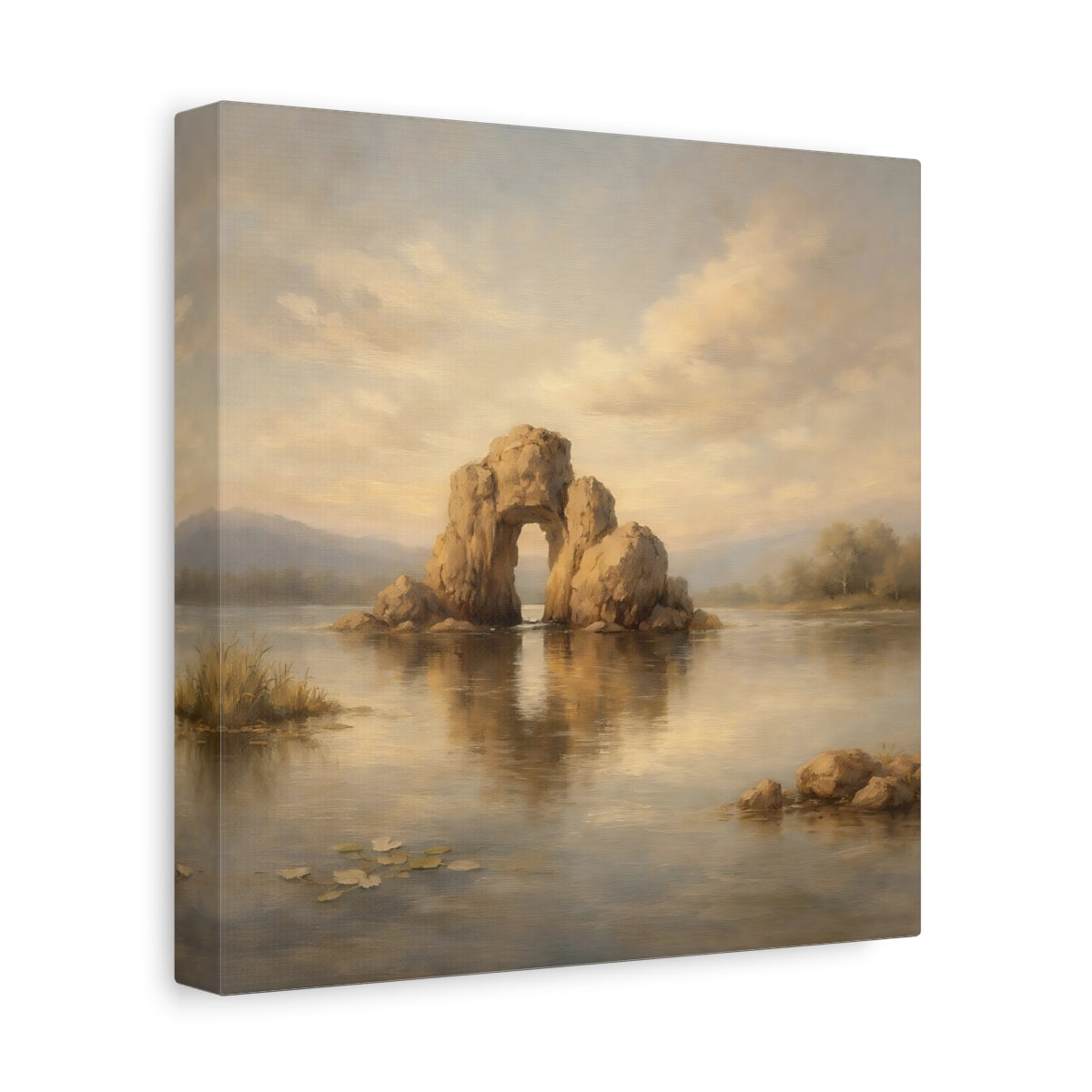 Side Mockup 9. Nature Rock Arch Warm Tones Landscape shown as stretched canvas wall art