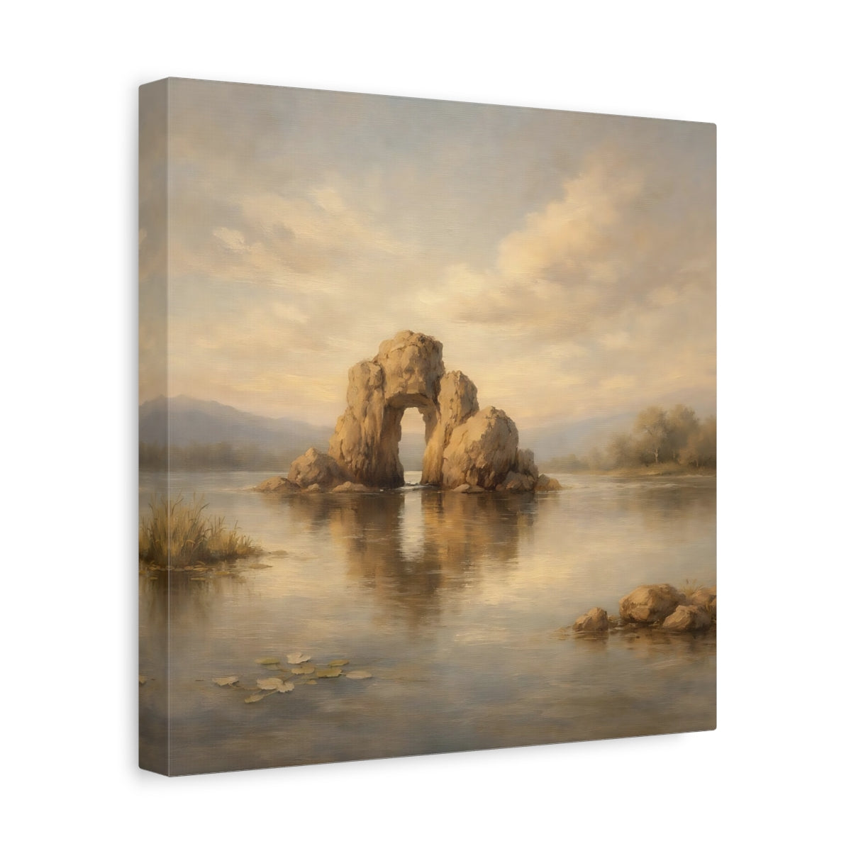Side Mockup 8. Nature Rock Arch Warm Tones Landscape shown as stretched canvas wall art